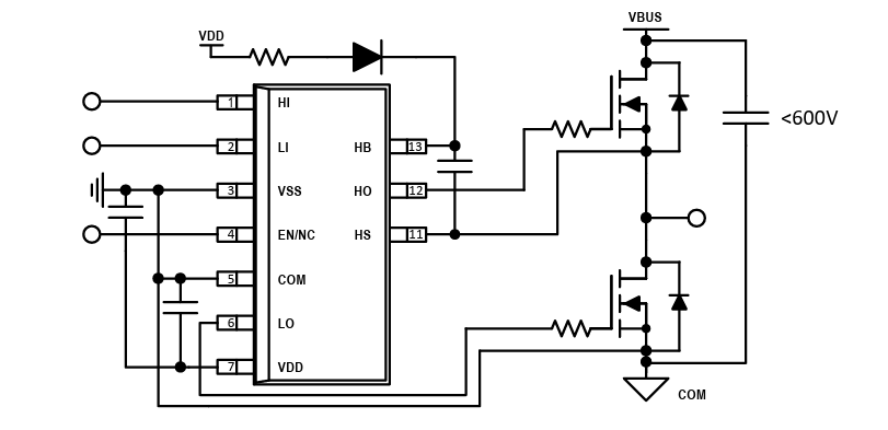 Schematic - Texas Instruments UCC2773x/-Q1 Half-Bridge Gate Drivers