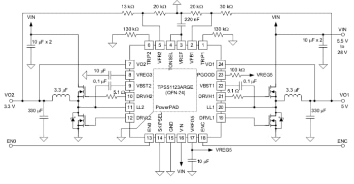 Block Diagram - Texas Instruments TPS51123A Dual-Synchronous Step-Down Controllers