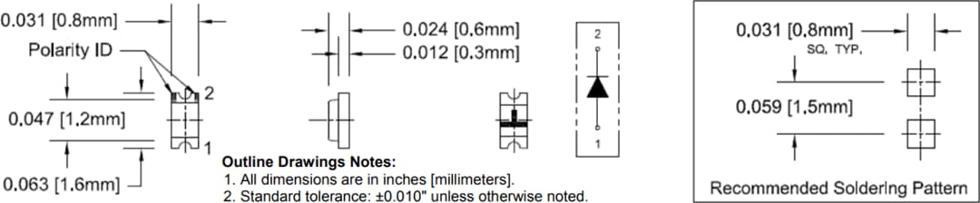 Mechanical Drawing - BIVAR SM0603UV Surface Mount LEDs