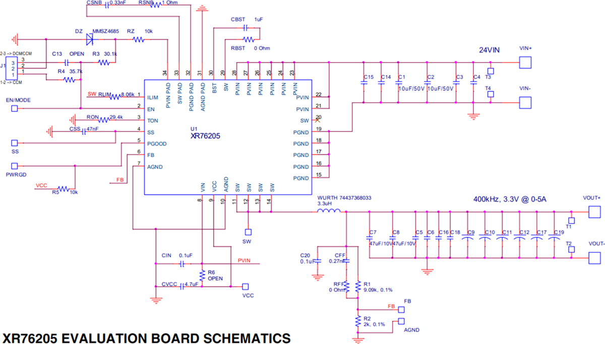 Schematic - MaxLinear XR76203EVB, XR76205EVB, & XR76208EVB Eval Boards