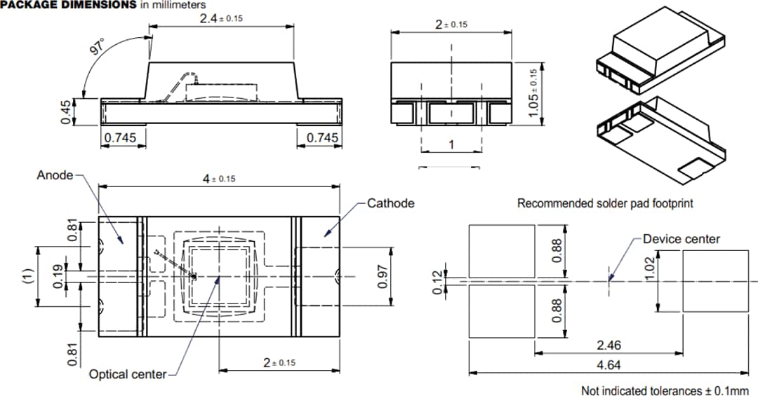 Mechanical Drawing - Vishay VEMD6010X01 & VEMD6110X01 Silicon PIN Photodiodes