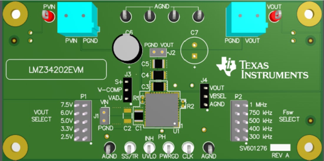Mechanical Drawing - Texas Instruments LMZ34202EVM Step-Down Regulator Evaluation Module