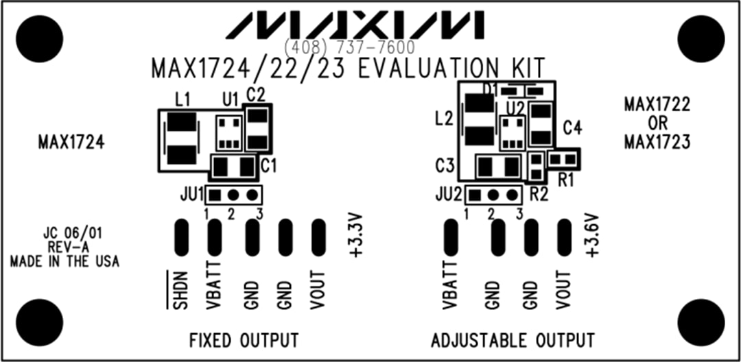 Mechanical Drawing - Analog Devices / Maxim Integrated MAX1724EVKIT Evaluation Kit