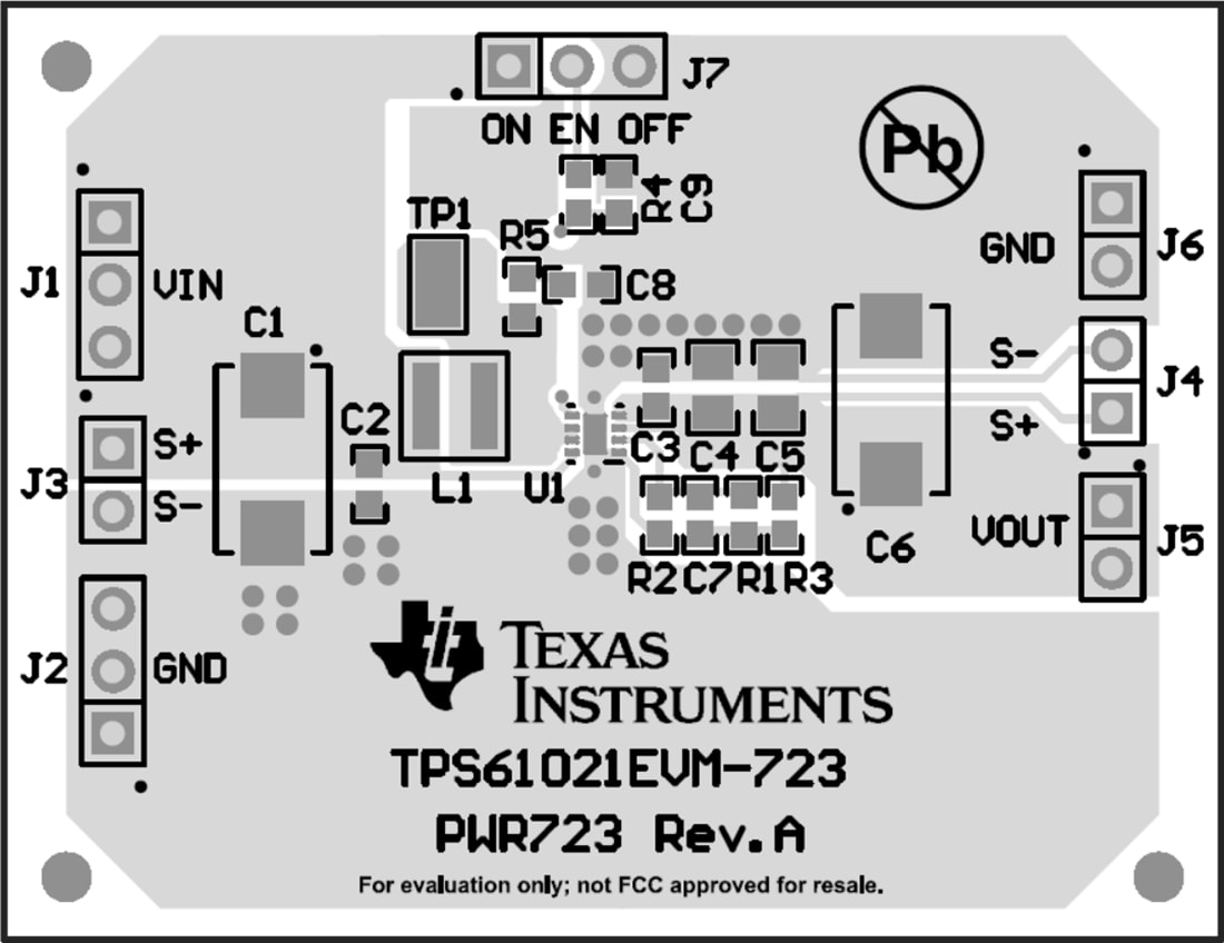 Mechanical Drawing - Texas Instruments TPS61021EVM-723 Boost Converter Evaluation Module