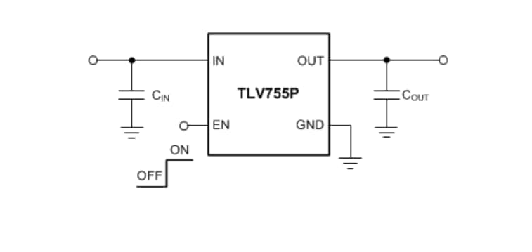Block Diagram - Texas Instruments TLV755P 500mA LDO Regulators