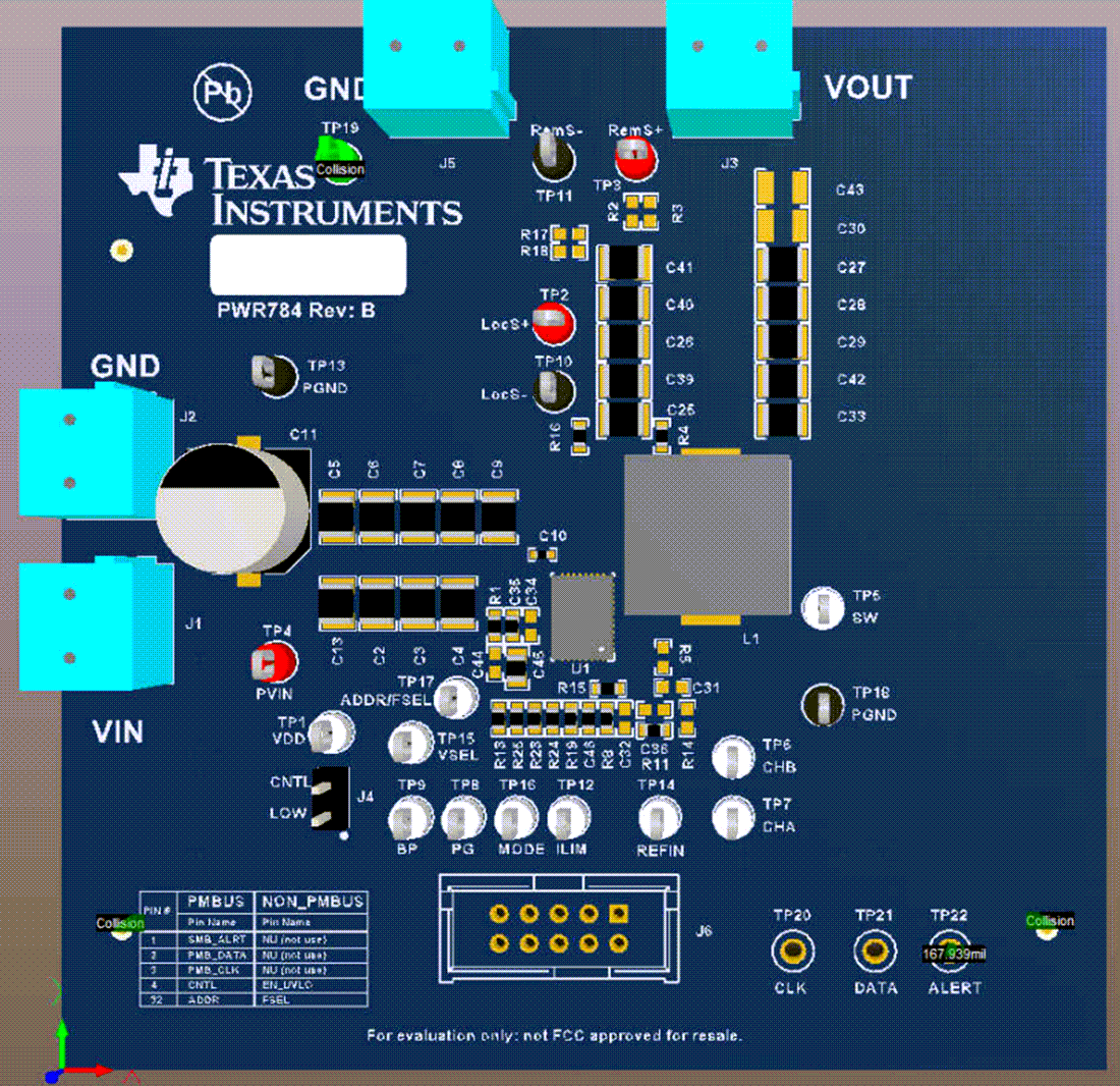 Mechanical Drawing - Texas Instruments TPS548D21EVM-784 Step-Down Converter EVM