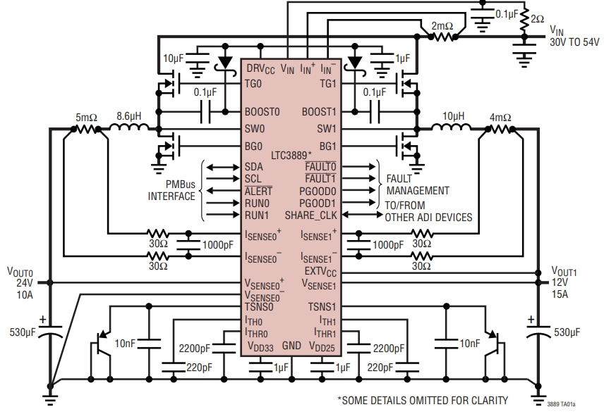 Application Circuit Diagram - Analog Devices Inc. LTC388x Step-Down Controllers