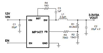 Application Circuit Diagram - Monolithic Power Systems (MPS) MP1477/77H Step-Down Converters