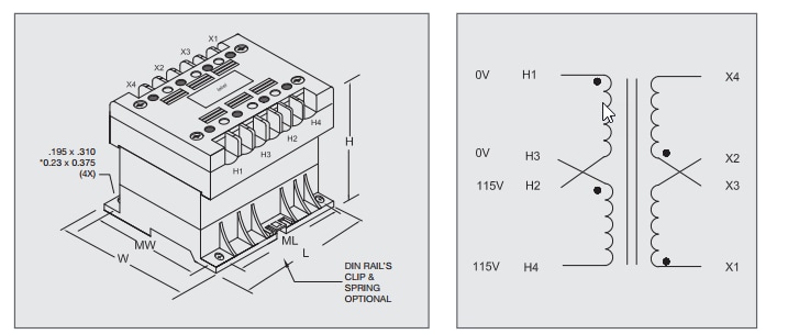 Mechanical Drawing - Signal Transformer / Bel EcoTran Isolation Transformers
