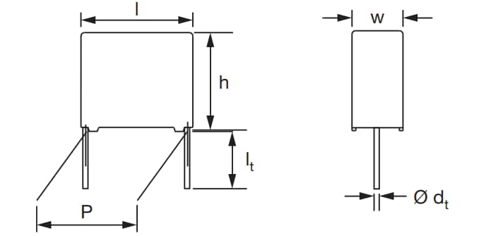 Mechanical Drawing - Vishay / BC Components F339X2 EMI Suppression Film Capacitors