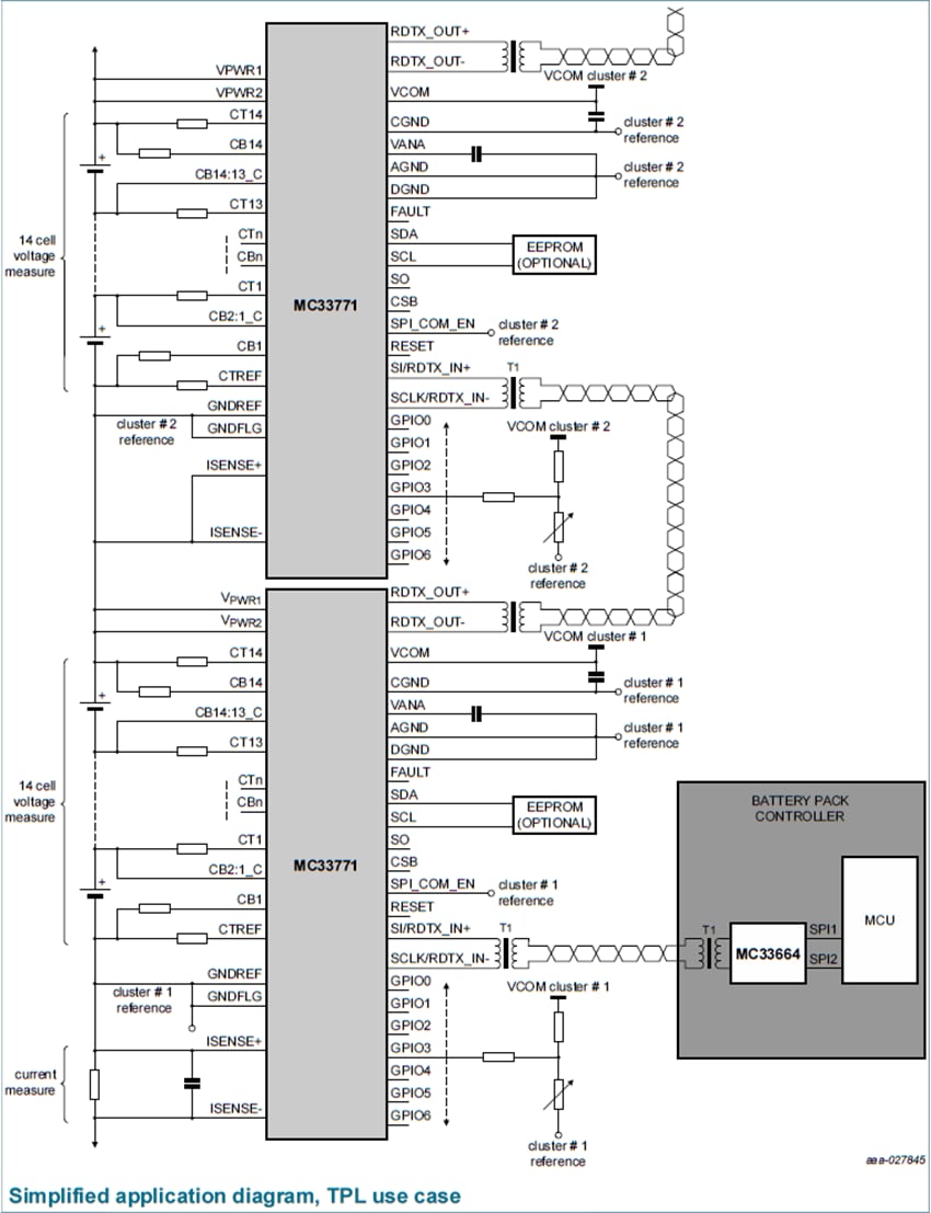 Application Circuit Diagram - NXP Semiconductors MC33771 Li-ion Battery Cell Controller