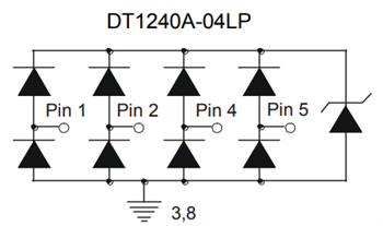 Schematic - Diodes Incorporated DT1240A TVS Diode Arrays