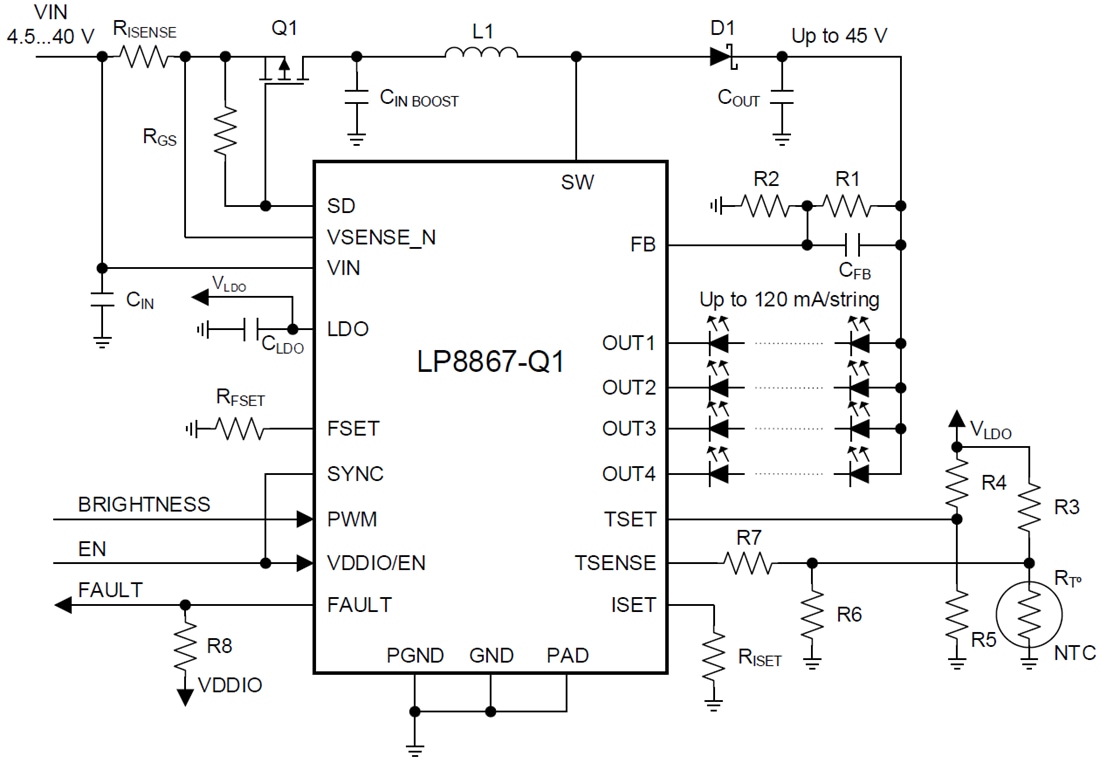 Schematic - Texas Instruments LP886x-Q1 Automotive LED Driver