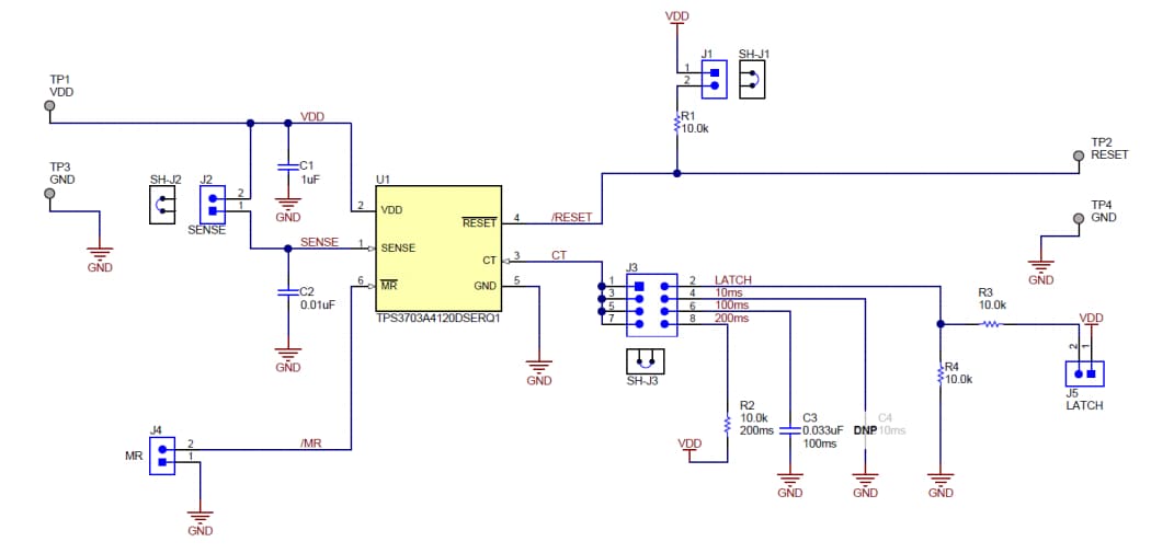 Schematic - Texas Instruments TPS3703Q1-A4120EVM Evaluation Module