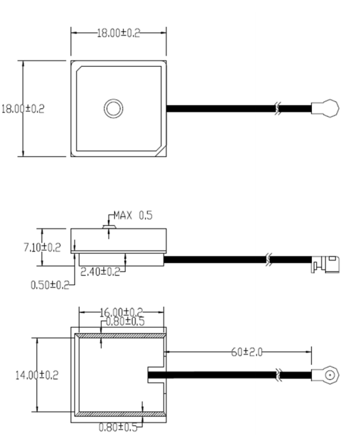 Mechanical Drawing - Abracon APARC1807A-SG3 GNSS Patch Antenna