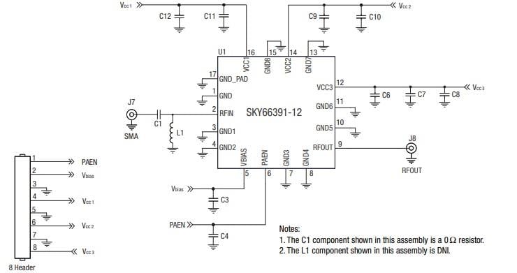 Schematic - Skyworks Solutions Inc. SKY66391-12 High-Efficiency Power Amplifier