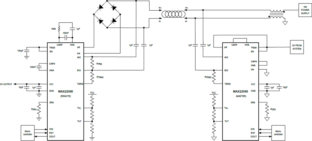 Application Circuit Diagram - Analog Devices Inc. MAX22088 Home Bus Transceivers