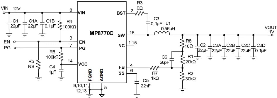Schematic - Monolithic Power Systems (MPS) EV8770C-Q-00A Evaluation Board