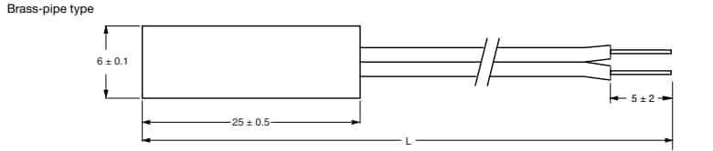 Mechanical Drawing - Vishay / BC Components NTCAPIPE3C90105 Long Lead NTC Thermistor Sensors