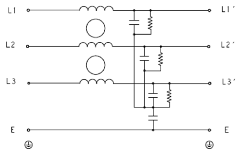 Application Circuit Diagram - TE Connectivity KEB & KES 3-Phase General Purpose EMI Filters