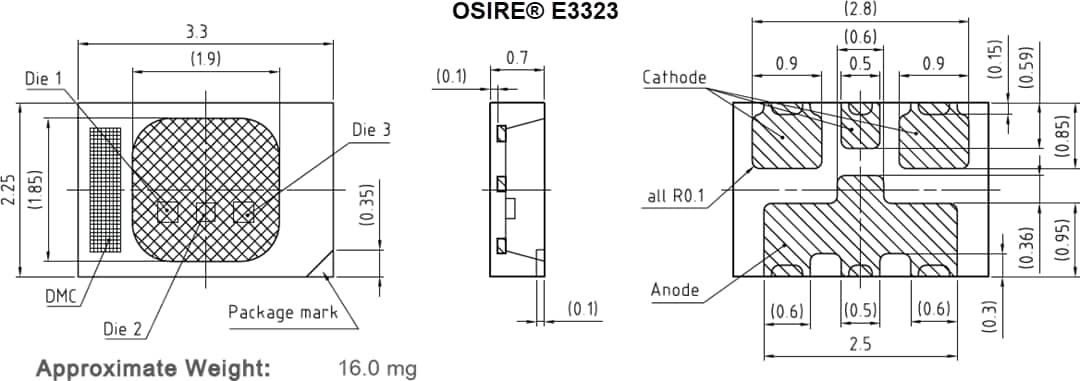 Mechanical Drawing - ams OSRAM OSIRE® E3323 RGB LEDs