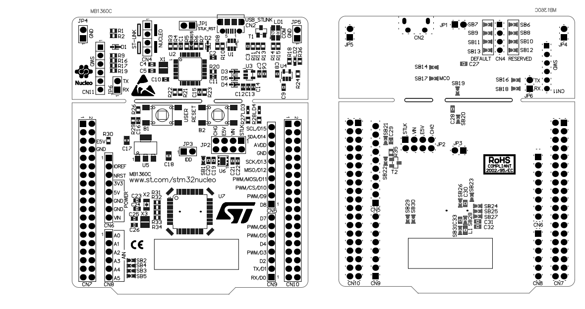 Mechanical Drawing - STMicroelectronics NUCLEO-G0B1RE STM32 Nucleo-64 Dev Board