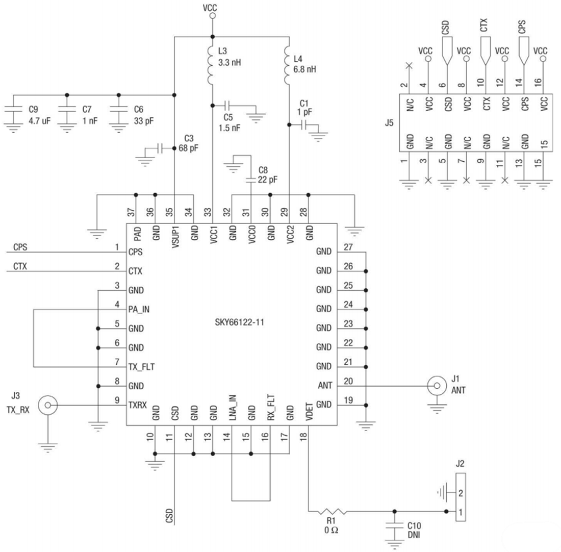 Schematic - Skyworks Solutions Inc. SKY66122-11EK1 Evaluation Board