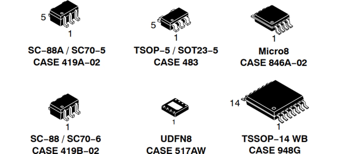Mechanical Drawing - onsemi NCS2180x & NCV2180x Precision Op-Amps