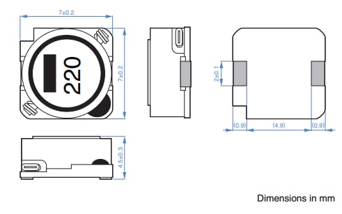 Mechanical Drawing - TDK SLF Fixed Inductors