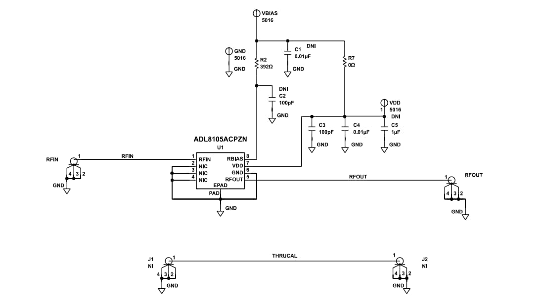 Schematic - Analog Devices Inc. ADL8105-EVALZ Evaluation Board