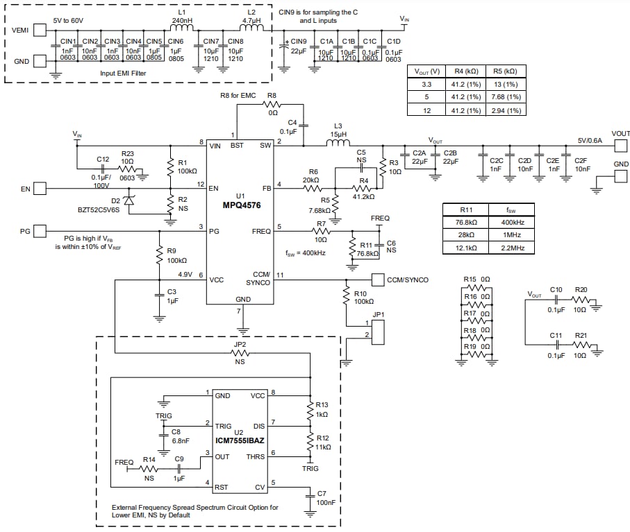 Schematic - Monolithic Power Systems (MPS) EVQ4576 Evaluation Board