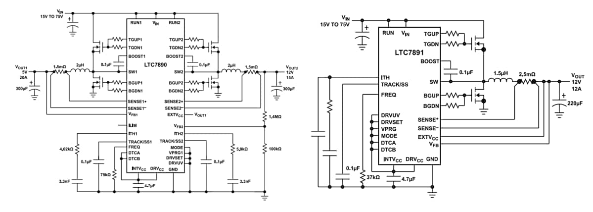 Application Circuit Diagram - Analog Devices Inc. LTC7890/1 Synchronous Step-Down Controllers
