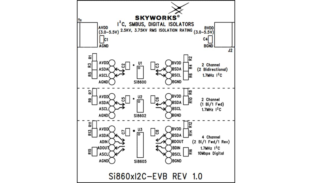 Mechanical Drawing - Skyworks Solutions Inc. SI860xI2C-KIT Evaluation Kit