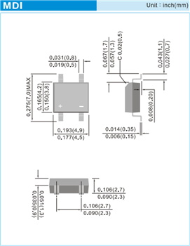 Mechanical Drawing - PANJIT 1000V Bridge Rectifiers