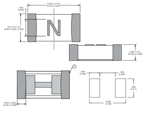 Mechanical Drawing - Littelfuse 437A Surface Mount Fuses