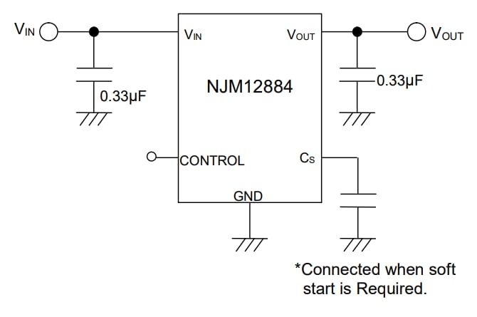 Application Circuit Diagram - Nisshinbo NJM12884-H Low-dropout (LDO) Voltage Regulator IC