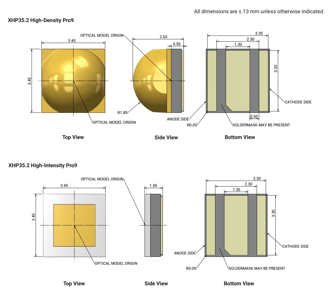Mechanical Drawing - Cree LED XLamp® XHP35.2 Pro9™ LEDs
