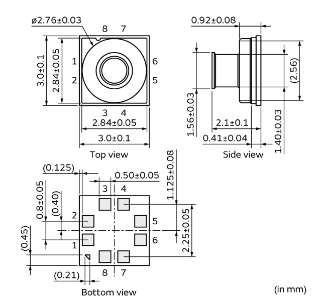 Mechanical Drawing - Murata Electronics ZPA Barometric Pressure Sensor