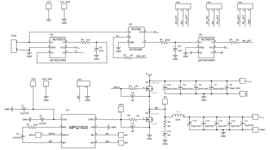 Schematic - Monolithic Power Systems (MPS) EVQ1925-RE-00A Evaluation Board
