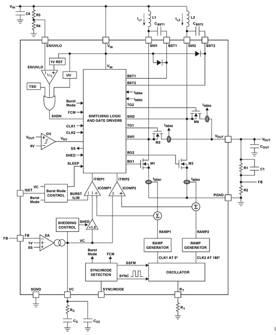 Block Diagram - Analog Devices Inc. LT8349 2-Phase Low IQ Synchronous Boost Converter