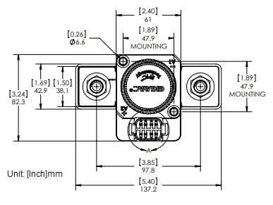 Mechanical Drawing - Gigavac GXSA15 Over-Current Contactors