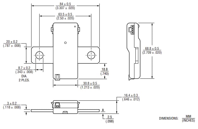 Bản vẽ cơ khí - Bourns Cảm Biến Dòng Mạch Mắc Rẽ SSD-100A-x