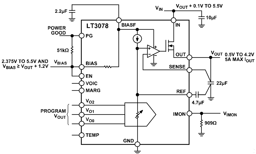 Application Circuit Diagram - Analog Devices Inc. LT3078 Ultra-Low Noise Linear Regulators