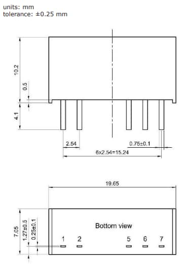 Mechanical Drawing - CUI Inc DRM2-S DC-DC Converters