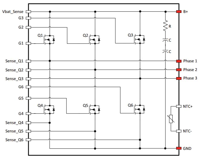Schematic - onsemi NXV10Vx 3-Phase Automotive Power MOSFET Modules