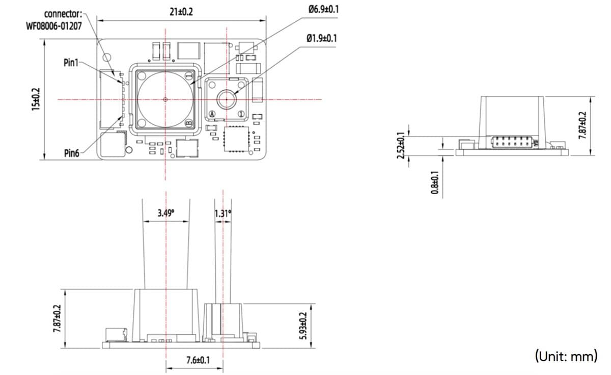Mechanical Drawing - Benewake TFS20-L Single-Point LiDAR