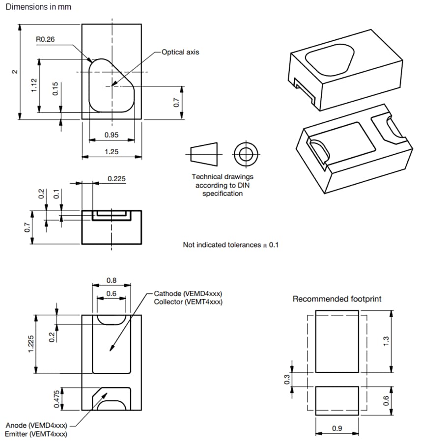 Mechanical Drawing - Vishay Semiconductors VEMD4210FX02 Ambient Light Sensor