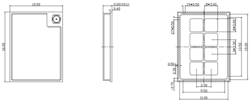 Mechanical Drawing - BeagleBoard BeagleMod CC33 Wi-Fi® 6 & BLUETOOTH® 5.4 Modules