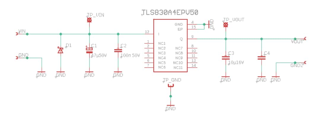 Schematic - Infineon Technologies TLS830A4EPV50 Demo Board