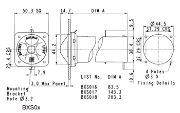 Mechanical Drawing - Bulgin BXS Battery Holders
